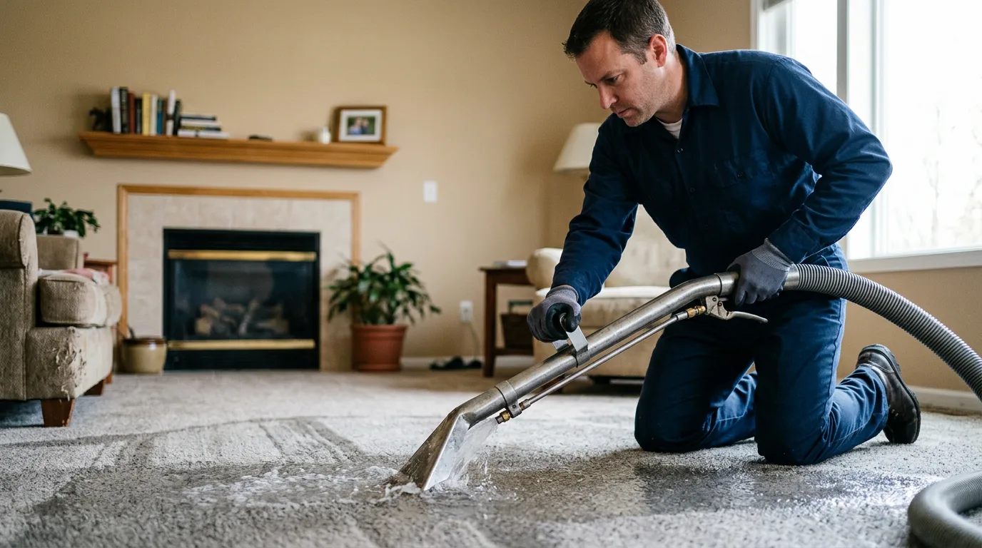 Water damage restoration technician working near Hillsboro, IA